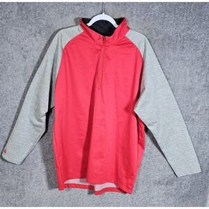 Antigua‎ 1/4 Zip Windbreaker Pullover Jacket Mens Siez XXL Red Gray Colorblock